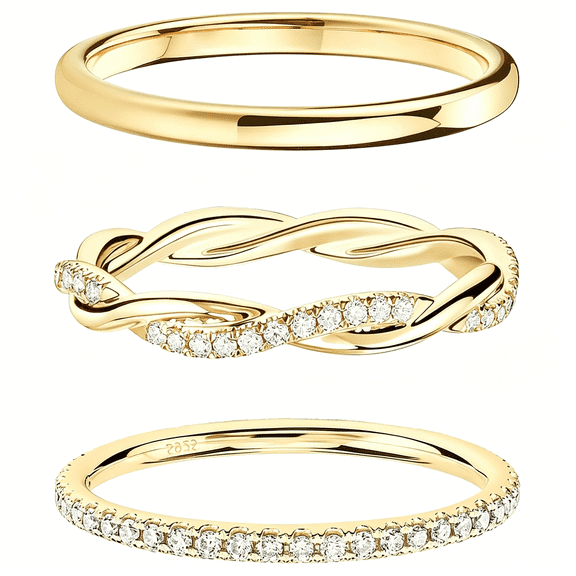 DESIGNICE Stackable Gold Plated Rings for Women Non Tarnish,Dainty 14K Gold Diamond Rings Set Thumb Fashion Thin Cubic Zirconia Pack Simple Unique Statement Rings Jewlery 5/6/7/8/9/10