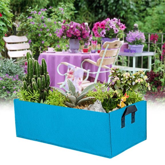 Rectangle Garden Planter 24x12x8-Inch Breathable Felt Gardening Planter Bag Rectangular Raised Bed Container for Outdoor Vegetables Flowers Balcony Patio Growing Breathable Growing Bag