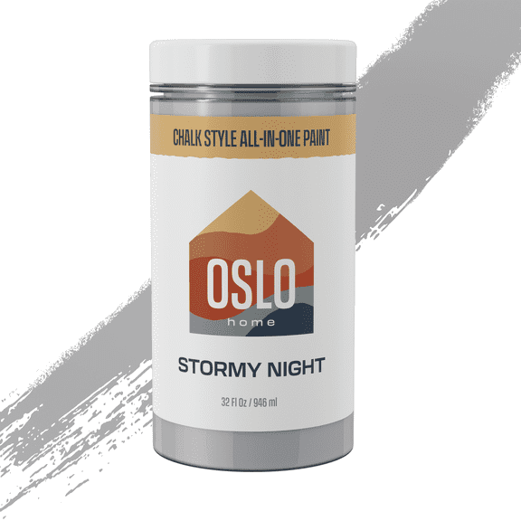 Oslo Home Chalk Style All In One Paint, Grey (Stormy Night), Quart (32oz), Matte, no Sanding or Priming, for Furniture, Home Decor