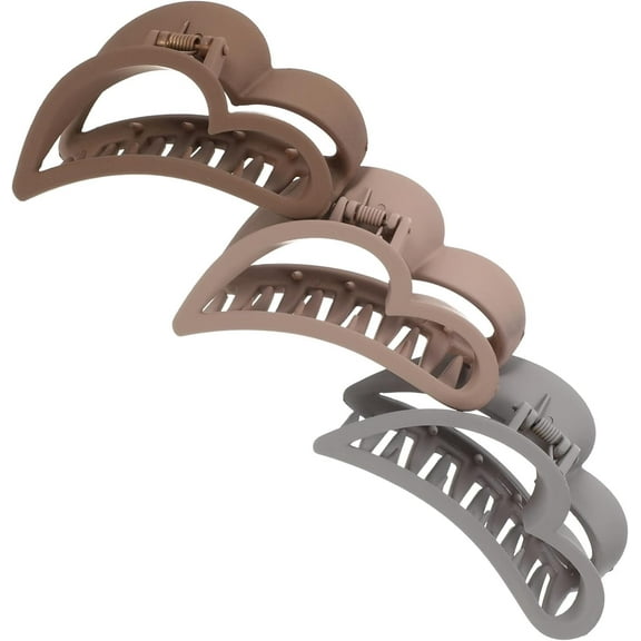 Heart Hair Clip 3Pcs Medium Claw Hair Clips for Women, Heart Shaped Hair Clips Plastic Matte Claw Clips Strong Hold Clips for Girls Thin Hair Womens Hair Clips
