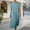 Blue, variant on LNWUY Cotton Linen Dress for Women Crew Neck Short Sleeve Flowy Casual Solid Color Summer Loose Fit Maxi Dresses Brown XL