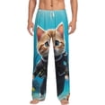 thumbnail image 2 of Lsque Underwater Diving Cat Print Men's Pajama Pants, Lounge Pant - Comfortable Home Wear,Elastic Waistband, Stylish Design-X-Large, 2 of 9