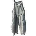 thumbnail image 1 of Combinaison d'Été Sans Manches à Rayures pour Femmes en Lin de Coton de Poche Baggy Salopette, 1 of 6