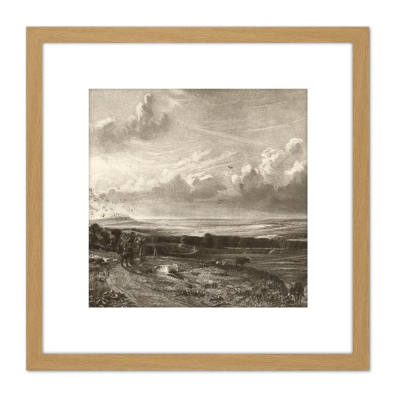 David Lucas Hampstead Heath Harrow In Distance Painting 8X8 Inch Square Wooden Framed Wall Art Print Picture with Mount