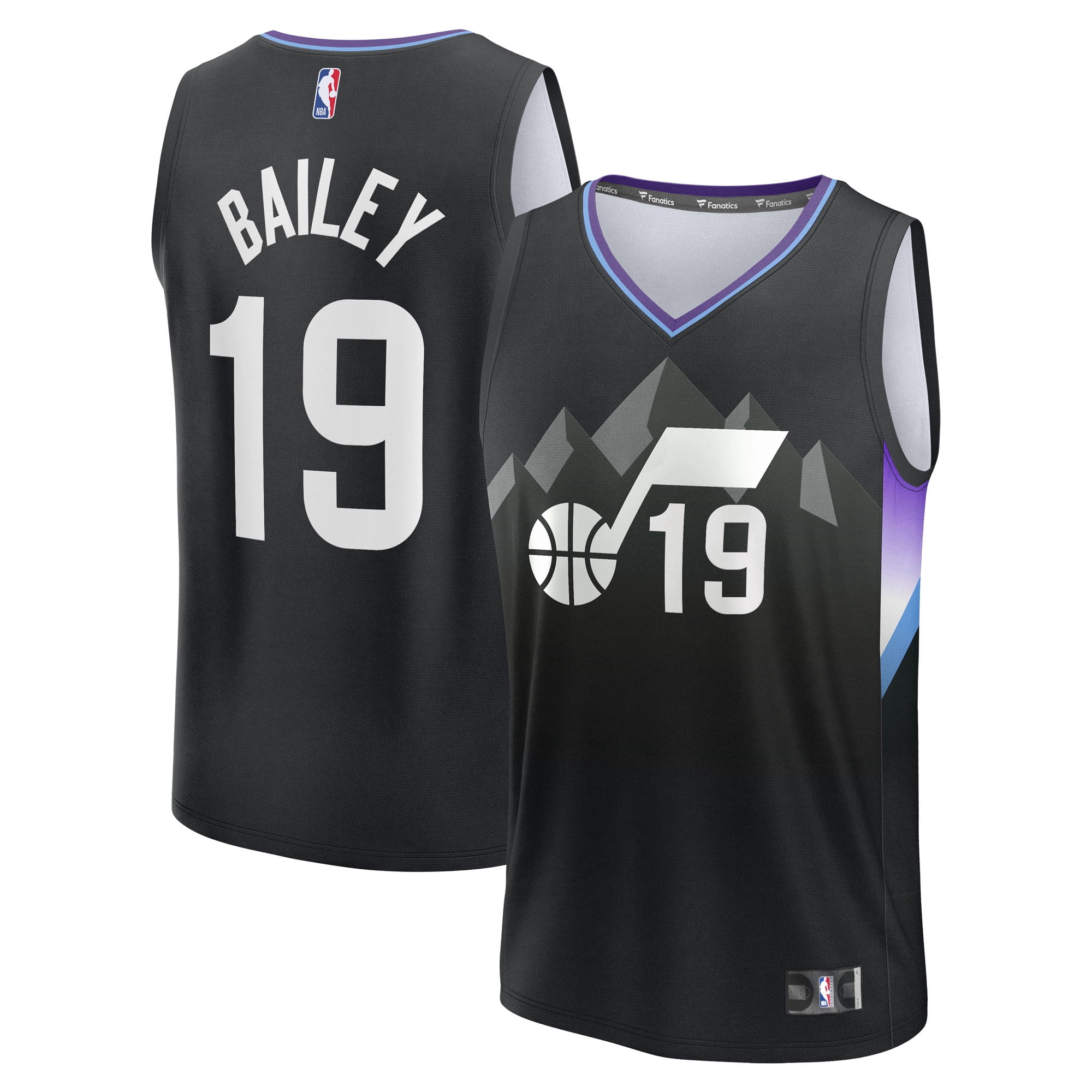 Men's Fanatics Ace Bailey Black Utah Jazz 2025 NBA Draft First Round Pick Fast Break Replica Jersey - Statement Edition