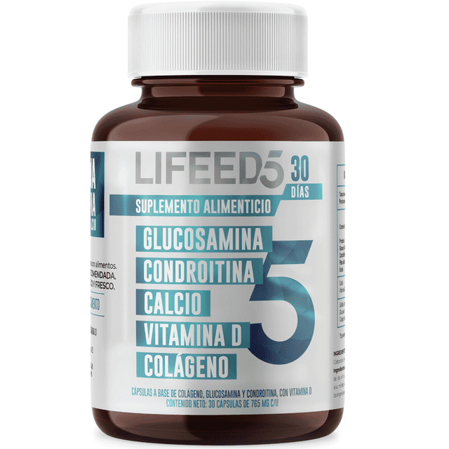 JOINTS Cápsulas | LIFEED5 | 30 Cápsulas | Glucosamina, Condoitina, Calcio, Vitamina D y Colágeno | 30 Porciones LIFEED5 Joints Support