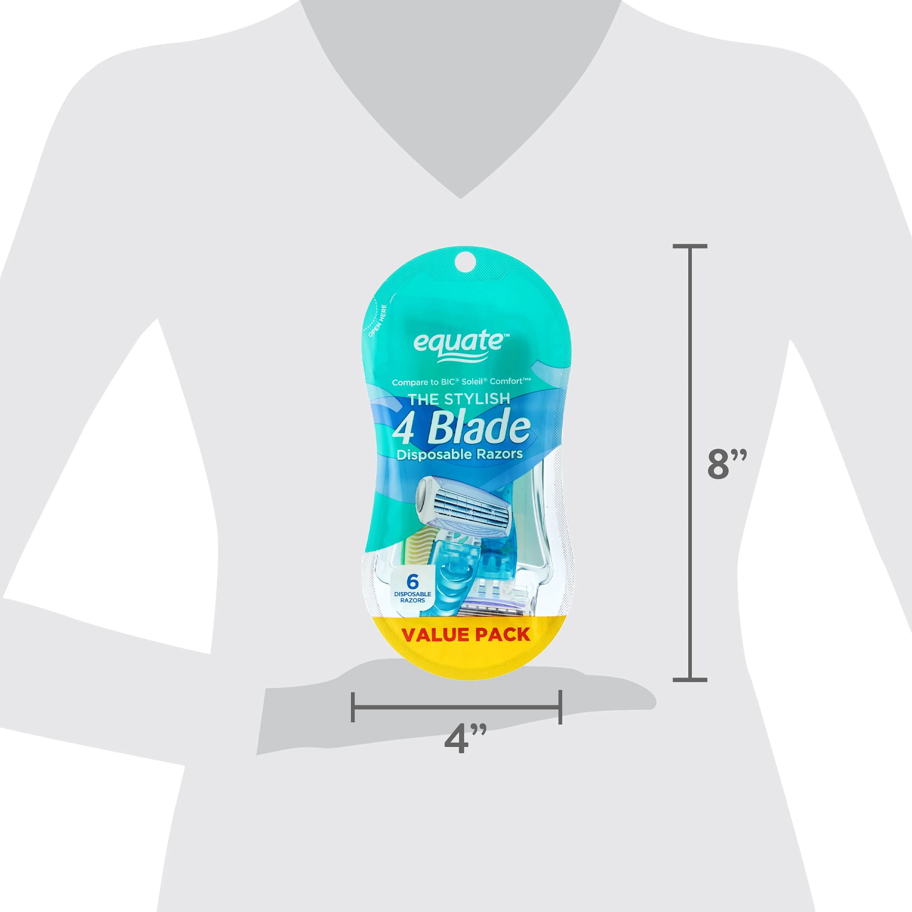 Equate Women's 4-Blade Disposable Razors, Color May Vary, 6 Count
