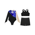 thumbnail image 4 of Miutii Kids Girls Sparkly Diamond Long Sleeve Ballet Dance Gymnastics Athletic Leotard Bodysuit Vest and Shorts Set Royal Blue 10, 4 of 5
