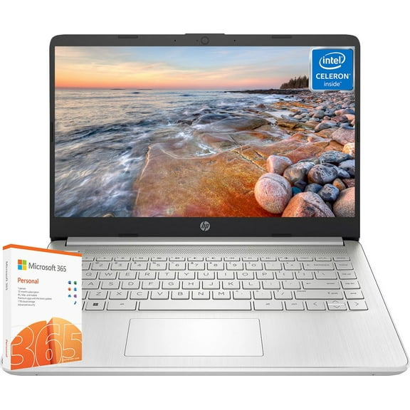 HP 14" Ultral Light Laptops for Business, Intel Celeron N4120, 16GB RAM, 384GB Storage(128GB eMMC 256GB Micro SD), 1-Year Office 365 & Windows 11 S, Long Battery Life, Wi-Fi, MicroSD, HDMI, Silver