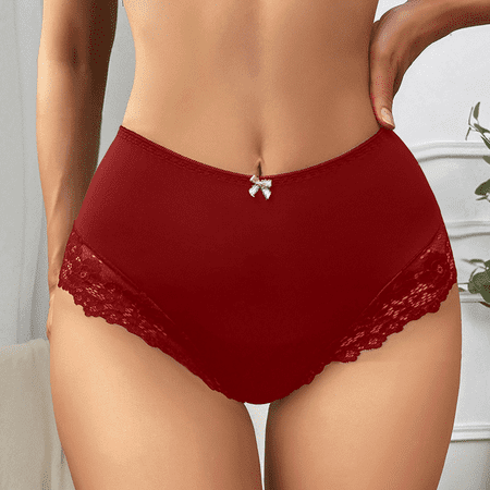 Fulorrnie Underwear for Women High Waisted Seamless Thong Elastic Waist Panties Waistband Stretchable Panty  Wine  S