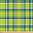 thumbnail image 2 of Ambesonne Yellow Plaid Fabric by the Yard Upholstery, Minimalist Tartan Plot, 5 Yards, Olive Green Sky Blue, 2 of 5