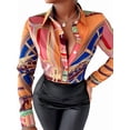 thumbnail image 2 of Blusas para Mujer, con Botones, Estilo Informal, de Negocios, de Larga, Elegantes y Sexys. Estampado Naranja S, 2 of 10