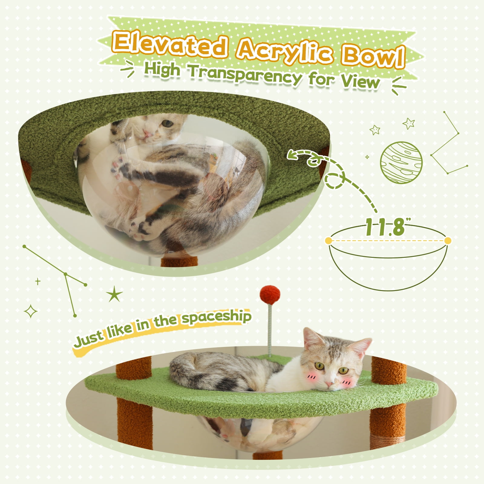 Pefilos Stable Adjustable (92-101)" Cat Tree for Indoor Cats Tall Cat Climbing Tree Cat Tower for LargeCats with Perches Multi-Level Cat Furniture Condo for Multiple Cats, Brown