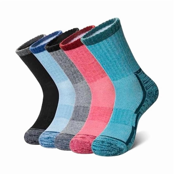 Eryueer Merino Wool Hiking Socks for Women Men Thermal Winter Warm Moisture Wicking Boot Work Cushion Gift Socks 5 Pairs