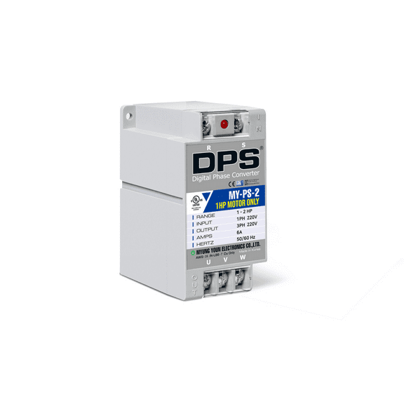 DPS Used for 1HP(0.75kW) 3A Motor, Single to 3 Phase Converter, MY-PS-2, 1 DPS Must Be Used for 1 Motor Only, Input/Output 200-240V, UL Listed