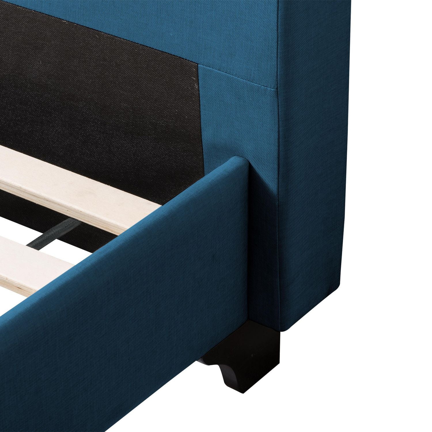 Cadre de lit double rembourré CorLiving Bellevue pour adulte avec tête de lit capitonnée à grand rectangle et lattes - Aucun sommier requis