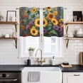 thumbnail image 2 of 2 Panels Kitchen Tier Curtains 39 Inch Length, Sunflower Grommets Window Treatment Curtain, Modern Oil Painting Summer Botanical Floral Thermal Curtains Drapes for Living Room/Bathroom, 2 of 9