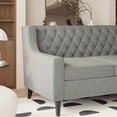 thumbnail image 2 of 78.75'' 3-Seater Mid Century Modern Sofa with Comfy Button Tufted Backrest Cushion, Upholstered Comfy Couches for Living Room,Bedroom, Apartment,Grey, 2 of 9