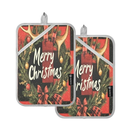 BZSMCE Pot Holder Oven Mitts Cooking baking Elegant Christmas Print Creative Pattern Size:7x9.8in