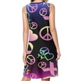 thumbnail image 2 of A colorful sign with peace and ribbon Spring Summer Dresses for Women Fashion T-shirt Dress Casual Sleeveless Loose Sundress with Pockets, 2 of 5