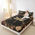 thumbnail image 4 of Homewish Bohemain Gold Dragon Bed Sheets,Retro Rustic Flower King Sheets,Natural Plant Sheet Set For Teens,Luxury Bedroom Decor,4 Pieces, 4 of 7