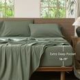 thumbnail image 6 of MooMee 100% Washed Cotton Queen Fitted Sheet Only Linen Like Textured Extra-Deep Pocket Breathable Soft 1-Piece(Heathered Green, 60"x80"), 6 of 6
