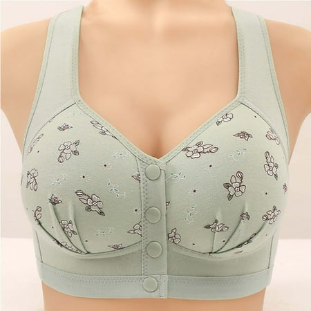 Clearance! Titcea Bras for Women Floral Print Front Buttons Full Support Gathered Together Stretchy Bra No Underwire Push Up Breathable Comfort Underwear  Gifts for Her