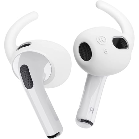 4 Pairs AirPods 3 Ear Hooks Covers - [Added Storage Pouch] Comfortable and Secure Fit, Improved Sound Quality,