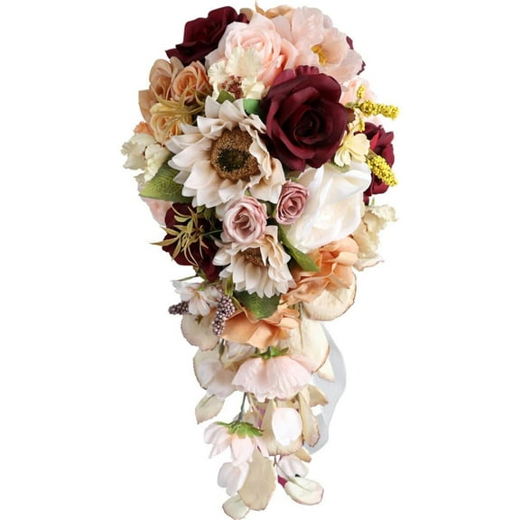 Rvaymup Wedding Bouquets with Ribbon for Bride Bridesmaid Artificial Flower Bridal Bouquets for Wedding Ceremony