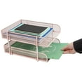 thumbnail image 6 of Mind Reader Stackable Paper Tray, Desktop Organizer, File Storage, Office, Metal Mesh, 2 Pcs, Pink, 6 of 7
