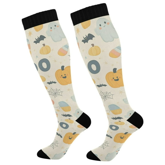 FORMRS Womens Knee High Socks Casual Long Thick Travel Daily Wear, 1 Pair, Halloween Cute Pumpkins