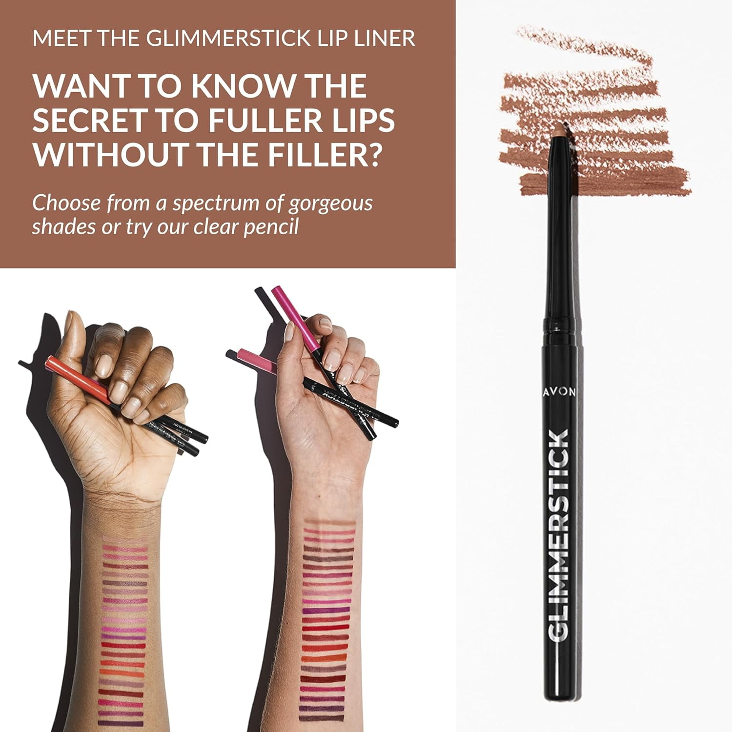 Avon Glimmersticks Retractable Lip Liner / NUDE / SET OF 4