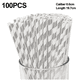 thumbnail image 2 of Pajitas de papel a rayas desechables de primera calidad, pajitas de papel a rayas para beber, 100 unidades, 2 of 5