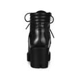 thumbnail image 2 of BLISSFUL STEP Women's Ankle Boots Platform Chunky Heel Side Zipper Lace Up Combat Boots Black 7, 2 of 6