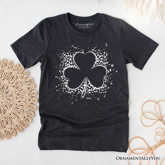 Splatter Shamrock Silhouette St Patrick’s Day T-Shirt, Retro Lucky Clover Tee