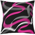 thumbnail image 2 of Hot Pink Grey Black Reversible Throw Pillow Covers for Kids Boys Girls Stripes Pillow Covers Home Decor 16 x 16-Inch Geometric Square Cushion Covers Set of 4 Decor Modern Striped Art Abstract, 2 of 6