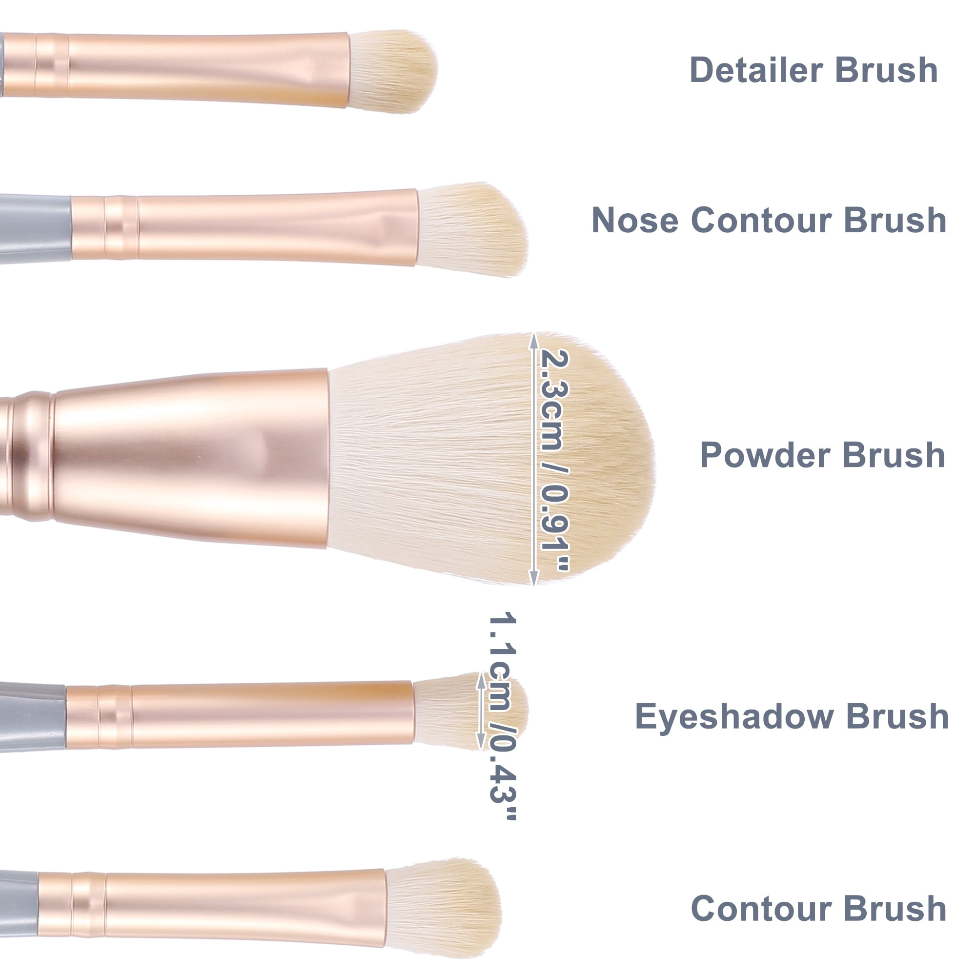 Unique Bargains 5Pcs Travel Makeup Brush Kit for Concealer Blush Sky Blue