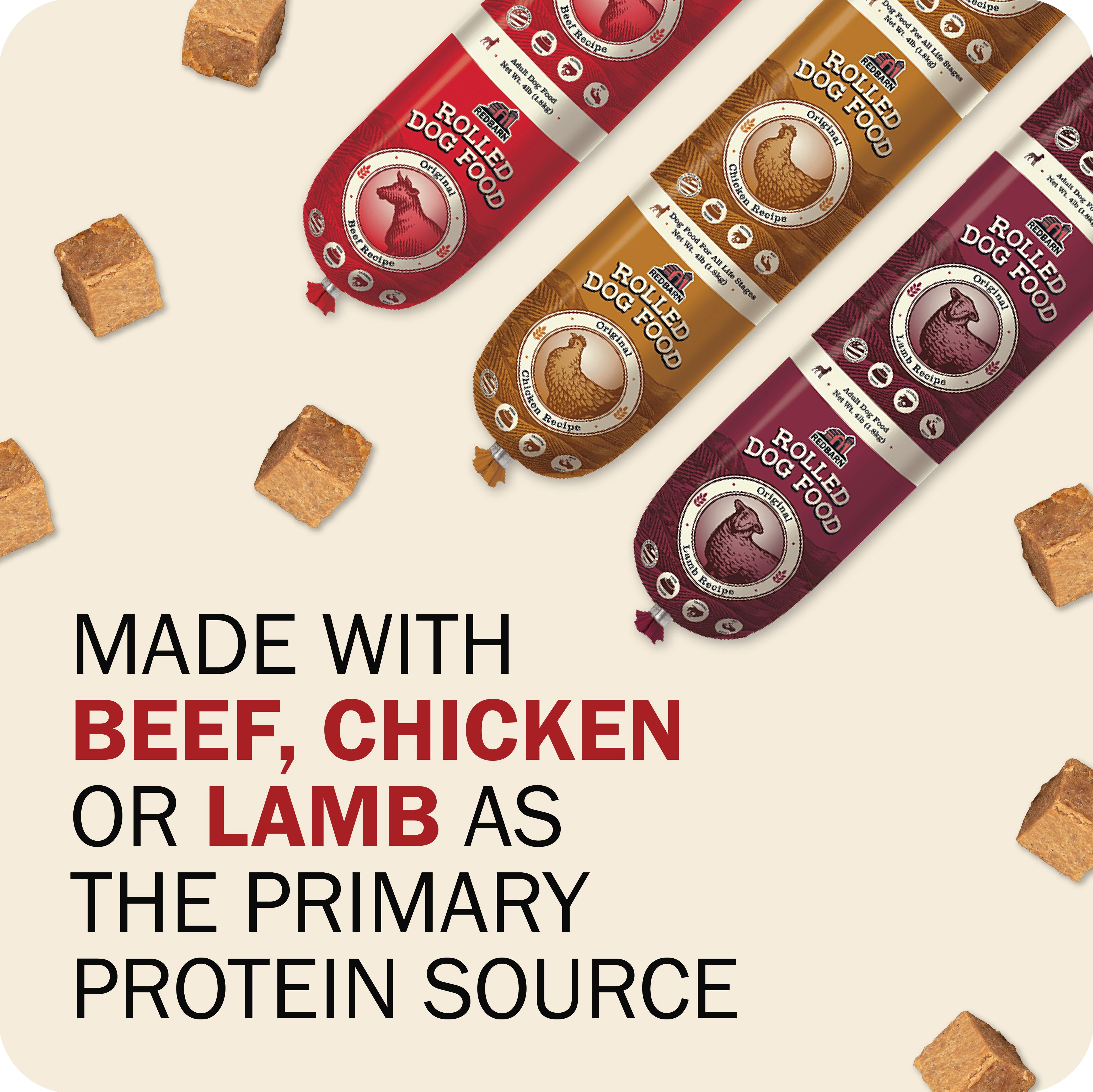 Redbarn Premium Rolled Dog Food, Semi-Moist, Beef Recipe, 4 lb. (8 Count)
