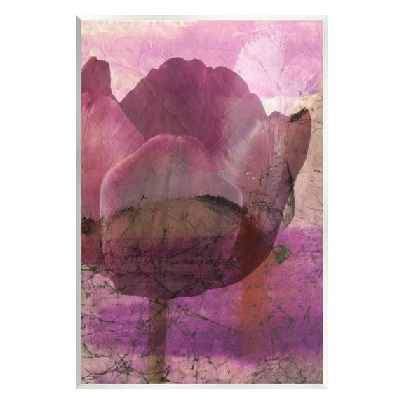 Stupell Abstract Pink Distressed Tulip Collage Botanical & Floral Painting Wall Plaque Unframed Art Print Wall Art