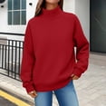 thumbnail image 2 of Mock Neck Sweatshirt, Yigetop Women's Oversized Sweatshirt Pullover Turtleneck Long Sleeve Tops Trendy Fall Fashion 2025 Oversized Sweatshirt for Women, Red XL, 2 of 5