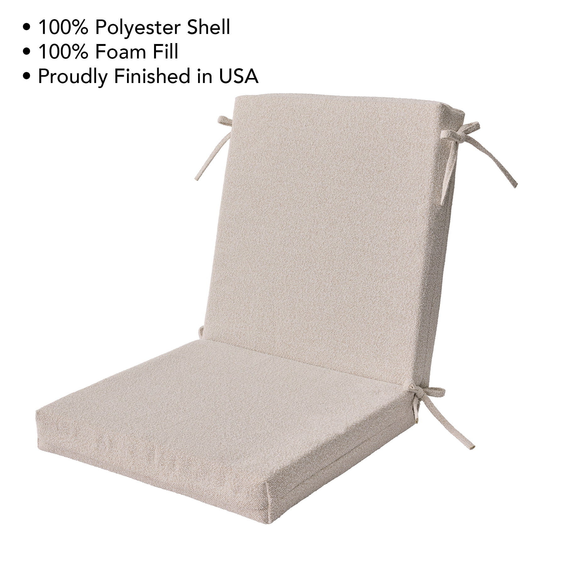 Better Homes & Gardens 44" x 20" Outdoor Chair Seat Cushion, 1-Piece, Cream Boucle