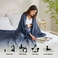 thumbnail image 6 of Regency Heights Cozy Bamboo Cotton Blanket, Lightweight Blanket for Sofa Couch, All Season Breathable Bed Blanket for Hot Sleepers with Diamond Jacquard, Full/Queen, Navy, 6 of 13