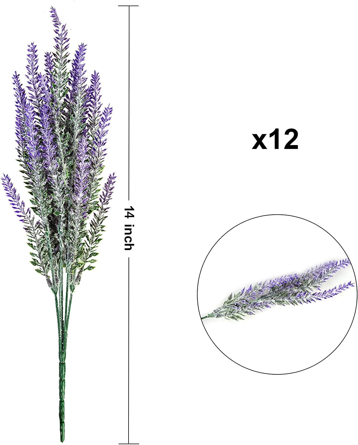 GRNSHTS  12 Bundle Artificial Flowers Fake Lavender Plant, Real Touch with Lavender Flowers Stems Bouquet for Office Wedding Garden Party Lavender Home Decor (Purple)