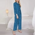 thumbnail image 3 of Honeii Blue Star Print print Women's Pajama Sets Long Sleeve Button Down Sleepwear Nightwear Soft Pjs Lounge Sets-X-Large, 3 of 7