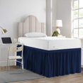 thumbnail image 7 of Dorm Bed Skirt Twin XL Size 40 inch Drop Navy Blue Solid Bed Skirt Stylish Ruffled Pattern Split Corner Easy Fit Easy Care Fade & Wrinkle Resistant-Polycotton Made, 7 of 7