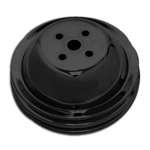 For 1955-1968 Chevy Big Block Black Steel 2 Groove Short Water Pump Pulley