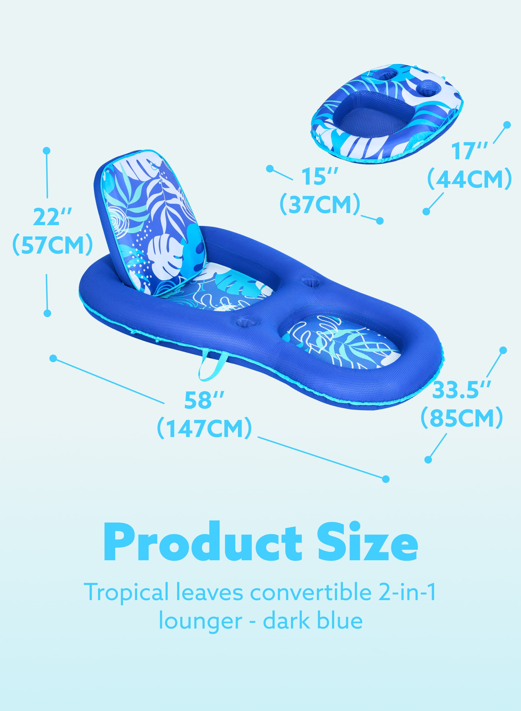 Joyfy Pool Lounger Float for Adult, Inflatable Pool Floats Lounger Raft Floaties Water Floating Recliner Chair with Cup Holders Foot Rest Swimming Pool Floaty
