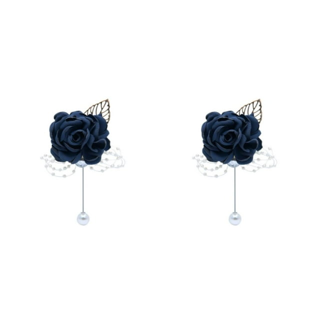 Transemion Classique et Intemporel Corsage Mariage Broches Beauté Intemporelle Inoubliable Bleu Foncé 2Set