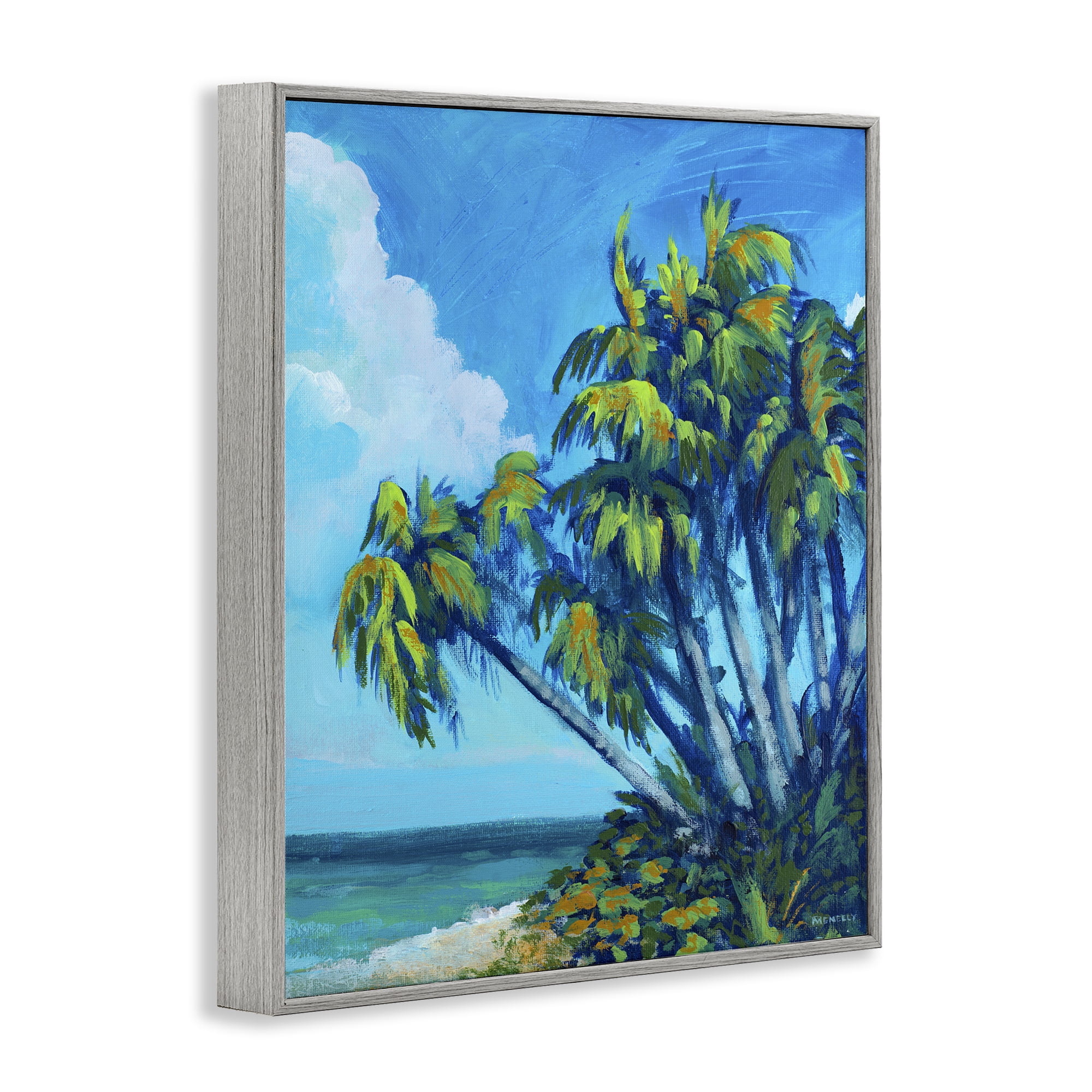 Stupell Industries Cerulean Sky & Palms Gray Framed Giclee Art, design by Dan Meneely