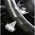 thumbnail image 3 of Carbon Fiber Leather Steering Wheel Cover Anti-Slip Soft Padded Auto Steering Wheel Protector 15 Inch 38 cm Universal Car Interior Accessories, Gray, 3 of 5